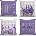thumbnail image 1 of Spring Pillow Covers 18x18 Inch Set of 4 Lavender Purple Floral Throw Pillow Covers Farmhouse Pillowcase Outdoor Decor Cushion Case for Sofa Couch, 1 of 6