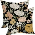 thumbnail image 1 of Spring Pillow Covers 18x18 Pack of 2 Black Watercolor Floral Throw Pillow Covers Decorations,Summer Rustic Modern Flower Pillowcase Farmhouse Decor Linen Cushion Case for Sofa Couch Outdoor, 1 of 6