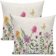 thumbnail image 1 of Spring Pillow Covers 18x18 Set of 2, Colorful Floral Leaf Decorative Throw Pillow Covers for Wild Flower Linen Summer Farmhouse Green Cushion Case for Couch Sofa Spring Decor, 1 of 5