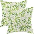 thumbnail image 1 of Spring Pillow Covers 18x18 Set of 2, Sage Green Leaf Decorative Spring Throw Pillows Green Farmhouse Cushion Pillow Covers for Sofa Couch Outdoor Decor, 1 of 6