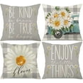 thumbnail image 1 of Spring Pillow Covers 18x18 Set of 4 Buffalo Plaid Daisy Truck Bloom Spring Summer Pillows Decorative Quote Throw Pillows Pillowcase Farmhouse Decorations for Couch (18''''x18'''', Gray), 1 of 6