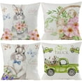thumbnail image 1 of Spring Pillow Covers 18x18 Set Of 4, Easter Pillow Covers 18x18, Spring Farmhouse Pillows Happy Easter Bunny Eggs Neutral Decorative Throw Pillows Cushion Cover For Home Sofa Bed Living Room Decor, 1 of 1