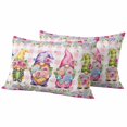 thumbnail image 1 of Spring Pillow Covers 2 Pack Purple Pink Green Rose Floral Leaf Gnomes Pink Plaid Pillowcase Waterproof Outdoor Throw Pillow Cover for Patio Balcony Rectangular Cushion 20”x12”, 1 of 9