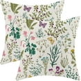 thumbnail image 1 of Spring Pillow Covers 20 x 20 Inch Set of 2 Vintage Sage Green Teal Wild Flowers Decor Throw Pillows Leaves Plant Outdoor Farmhouse Decorative Cushion Cases for Couch Bed Sofa Decoration, 1 of 6