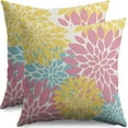 thumbnail image 1 of Spring Pillow Covers 20X20 Inch Set of 2, Yellow Pink Blue Colored Floral Colorful Easter Themed Flower Decorative Throw Pillow Covers Outdoor Farmhouse Cushion Case for Couch Sofa Bed Decor, 1 of 5