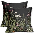 thumbnail image 1 of Spring Pillow Covers 20x20 Set of 2 Sage Green Black Floral Wild Flower Plant Vintage Botanical Print Decorative Throw Pillow Cases Outdoor Seasonal Farmhouse Decor for Sofa Couch Bed, 1 of 6