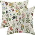 thumbnail image 1 of Spring Pillow Covers 20x20 Set of 2, Sage Green Herb Wild Floral Decorative Outdoor Throw Pillows Linen Green Plant Flower Farmhouse Cushion Pillow Covers for Sofa Couch Outdoor Decor, 1 of 6