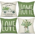 thumbnail image 1 of Spring Pillow Covers 20x20 Set of 4,Farmhouse Decor Eucalyptus Leaves Decorations Truck Vase Home Sweet Home Linen Cushion Case Gifts for Home Decor\u2026, 1 of 6