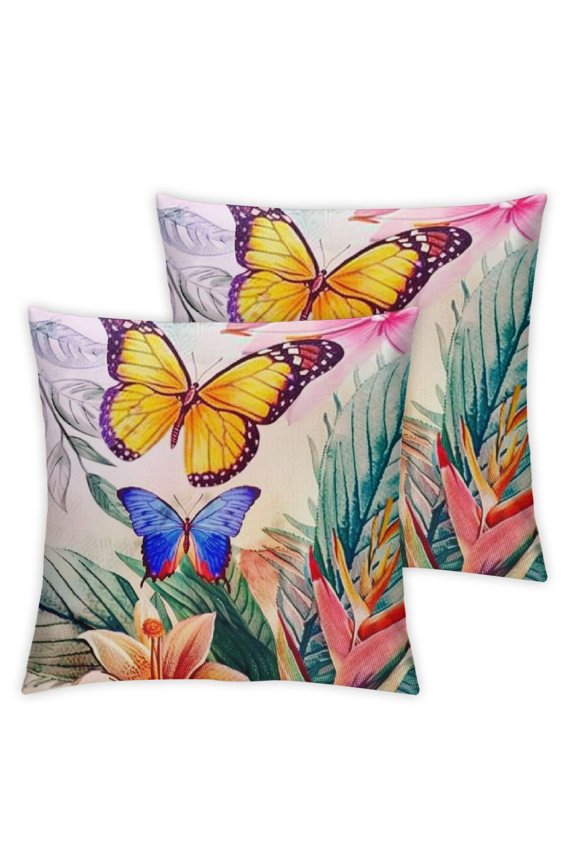 Spring Pillow Covers Green Decorative Throw Pillow Covers Floral Bird Butterfly Farmhouse Cushion Cases for Sofa Couch Living Room Outdoor