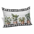 thumbnail image 1 of Spring Pillow Covers, Linen Long Throw Pillow Case, Farmhouse Pots Plant Leaves Wood Plank Black Plaid Holiday Pillow Protector Decorative Cushion Cover for Living Room/Bedroom 20" x 26", 1 of 8