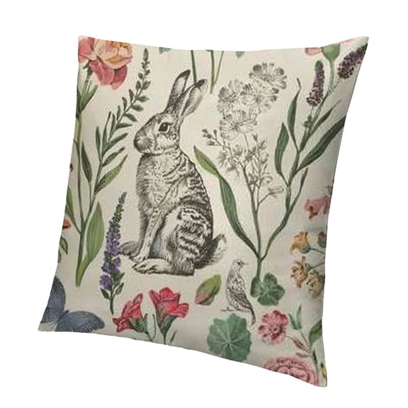 Spring Pillow Covers Spring Bunny Rabbit Flower Herb Sage Green Throw Pillows Outdoor Decorative Farmhouse Easter Pillowcase Spring Decorations for Home Couch Sofa