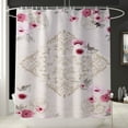 thumbnail image 1 of Spring Pink Cherry Blossoms Burgundy Flower Fabric Shower Curtain Leaves Tree Branch Cherry Floral Bathroom r Set Waterproof, 1 of 7