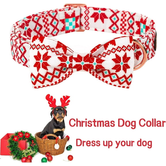 Spring Pink Dog Collar with Bow Pet Gift Adjustable Soft and Comfy Bowtie Collars for Small Medium Large Dogs