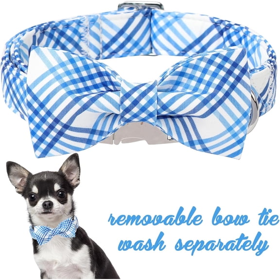 Spring Pink Dog Collar with Bow Pet Gift Adjustable Soft and Comfy Bowtie Collars for Small Medium Large Dogs