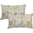 thumbnail image 1 of Spring Pink Floral Lumbar Pillow Covers 12x20 Inch Sage Green Wild Flower Plant Butterfly Decorative Pillow Cases Vintage Seasonal Cushion Covers Farmhouse Home Decor for Sofa Couch Set of 2, 1 of 6