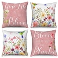 thumbnail image 1 of Spring Pink Floral Throw Pillow Covers 18x18 Set of 4,Hummingbird Flower Decorative Pillow Cases for Bedroom Sofa Couch, 1 of 6