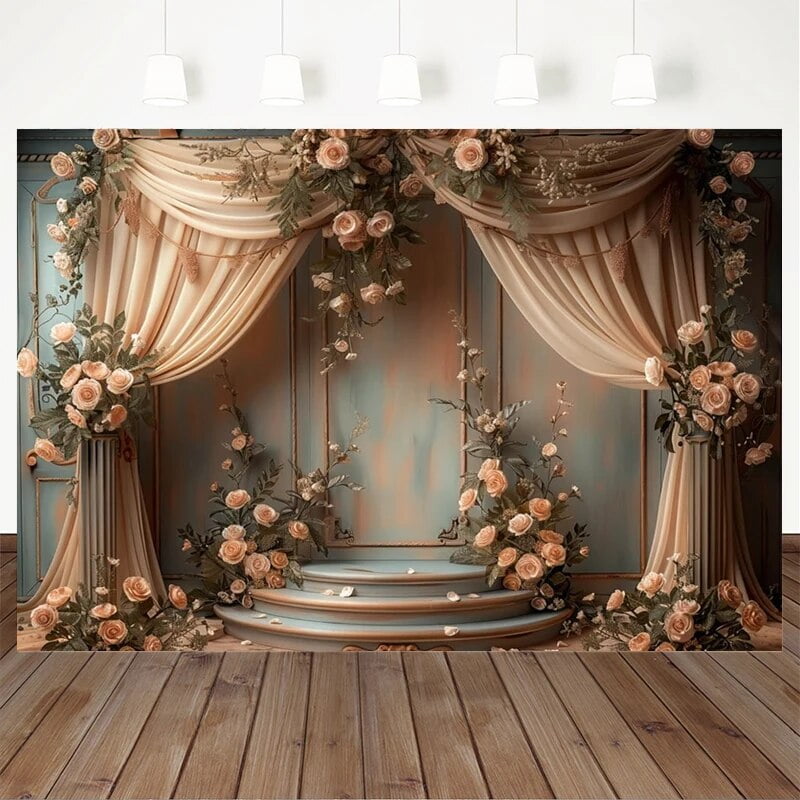 Spring Pink Flower Backdrop Photography Light Curtain Background Decor ...