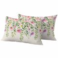 thumbnail image 1 of Spring Pink Flower Pillow Covers 2 Pack Eucalyptus Leaf Wildflower Countryside Pillowcase Waterproof Outdoor Throw Pillow Cover for Patio Balcony Rectangular Cushion 20”x12”, 1 of 9