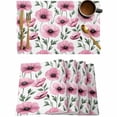 thumbnail image 1 of Spring Pink Flower Poppy Placemats Set of 4,Wipeable Washable Table Mats for Dining Tables,Blossom Floral Seamless Place Mats for Kitchen Event Party Tabletop Decor, 1 of 7