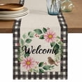thumbnail image 1 of Spring Pink Flowers Table Runner 72 Inches, Country Plants Leaves Bird Retro Plaid Bed Runner Dresser Scarves Tabletop for Indoor Outdoor Parties/Ceremony/Banquet, 16" x 72", 1 of 9