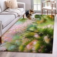 thumbnail image 1 of Spring Pink Green 3'x5' Washable Rug, Pastoral Oil Painting Country Flowers Non-Slip Area Rugs for Entryway Kitchen Classroom, StainResistant Dorm Throw Carpet, Low Pile Soft Indoor Floor Mat, 1 of 9