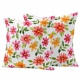 thumbnail image 1 of Spring Pink Orange Red Floral Pillow Covers 2 Pack Watercolor Flower Vintage Pillowcase Waterproof Outdoor Throw Pillow Cover for Patio Garden Square Cushion 24”x24”, 1 of 9