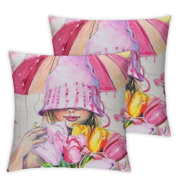 Spring Pink Pillow Covers Floral Throw Decorative Flower Pillow Covers Farmhouse Throw Pillowcases for Home Couch Sofa Decorations