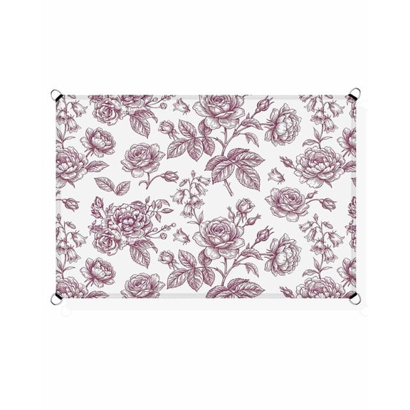 Spring Pink Rose Sun Shade Sail 6.5'X10' Country Vintage Pastoral Pink Flowers Floral Leaf UV Block Outdoor Sail Shades Breathable Waterproof Rectangular Sunshade for Patio Garden Pool Pergola Porch