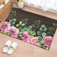 thumbnail image 1 of Spring Pink Roses Bathroom Rug Washable 2x3 Entryway Rug Non Slip Pastoral Eucalyptus Leaves Brown Wooden Front Door Mat Low Pile Indoor Doormat Throw Floor Carpet for Kitchen Bedroom Entrance, 1 of 8
