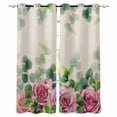 thumbnail image 1 of Spring Pink Roses Kitchen Curtains Pastoral Eucalyptus Leaves Rustic Burlap Cafe Short Curtains for Bathroom Blackout Window Curtain Small Window Treatment Drapes for Bedroom Living Room 42"x45"x2, 1 of 9