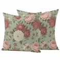 thumbnail image 1 of Spring Pink Roses Pillow Covers 2 Pack Flowers Retro Countryside Pillowcase Waterproof Outdoor Throw Pillow Cover for Patio Garden Square Cushion 16”x16”, 1 of 9