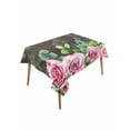 thumbnail image 1 of Spring Pink Roses Rectangle Tablecloth, Pastoral Eucalyptus Leaves Brown Wooden Waterproof & StainResistant Tablecloth, Washable Oil-proof Table Cover for Dining/Party/Wedding/Camping/Buffet 60x84 In, 1 of 9