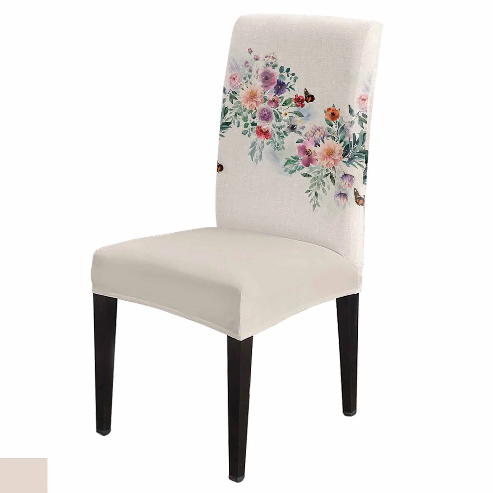 Spring Pink Wisteria Butterfly Chair Cover Set Kitch Stretch Spandex