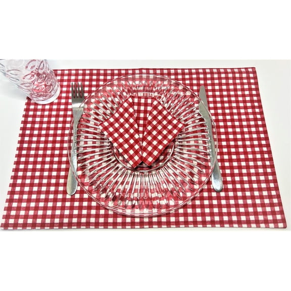 Spring Placemats Reversible Placemats Spring Placemats Double Sided Dining Accent Red Checkers Set of 6