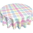 thumbnail image 1 of Spring Plaid Round Tablecloth 60 Inch Pink Green Blue Colorful Buffalo Plaid Easter Themed Decorative Table Cloth Farmhouse for Holiday Parties Dining Table Living Room Kitchen Decor, 1 of 6