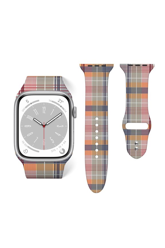 Spring Plaid Soft Silicone Sport Band Replacement Strap For Apple Watch 38mm 40mm 42mm 44mm, Compatible With Series Se 7 6 5 4 3 2 1, For Women And Men