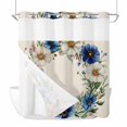 thumbnail image 1 of Spring Plant No Hooks Shower Curtain with Snap-in Liner White Blue Circle Flower Linen Texture Shower Curtains for Bathroom, Waterproof, Easy Install, Washable 66"x72", 1 of 9