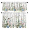 thumbnail image 1 of Spring Plant Kitchen Curtains Valances and Tiers Set of 3 Watercolor Blue Pink Floral Butterfly Tier Curtains and Valance with Rod Pocket for Small Windows, 27.5"x24", 1 of 9
