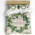 thumbnail image 1 of Spring Plant Twin Size Comforter Set, Green Circle Flower Linen Texture Soft Bedding for All Seasons, 4 Pcs Bed Set with 1 Comforter (68"x86") ,1Sheet(66"x116"), 2 Pillowcases (19"x29"), 1 of 7