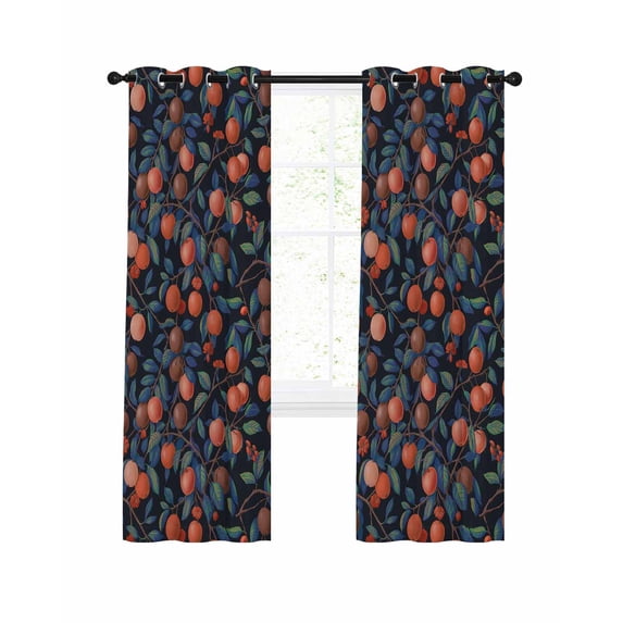 Spring Plants Blackout Curtains 63 Inch Length Watercolors Red Fruits ...