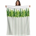 thumbnail image 1 of Spring Plants Blanket Soft Cozy Warm Twin Blanket for Bed, Plush Fuzzy Flannel Fleece Blankets for Sofa, Modern Minimalist Leaves Lines Green Throw Blankets for Couch, Gifts for Men, 60"x80", 1 of 9