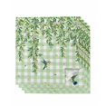 thumbnail image 1 of Spring Plants Cloth Napkins Set of 4 Reusable Dinner Napkins, Watercolor Birds Leaves Flowers Green Plaid Cocktail Napkin Washable Table Napkins for Wedding/Holiday Party/Baby Shower 20"x20", 1 of 7