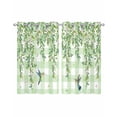 thumbnail image 1 of Spring Plants Sheer Curtains 45 Inch Length 2 Panels Set for Living Room/Bedroom, Watercolor Birds Leaves Flowers Green Plaid Kitchen Curtains Grommet Semi-Sheer Curtains Window Treatments 42"x45"x2, 1 of 7