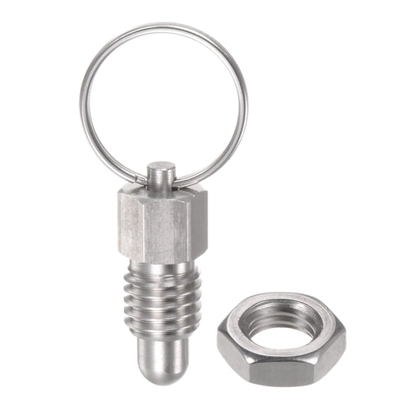 Spring Plunger with Pull Ring M12*1.75 0.51" Thread Length Pin Dia.8mm Round Stainless Steel Non-Locking