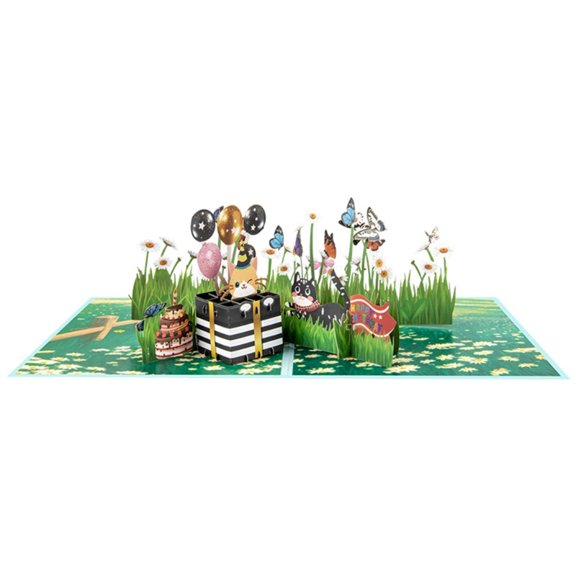 Spring Pop Up Card,Blank Butterfly Cat Card with Envelope Birthday Card,Thank You Card 3D Pop Up Greeting Card Gift