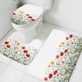 thumbnail image 1 of Spring Poppy Bathroom Rugs Set Flower White Floral Sage Green Leaves Non Slip Absorbent Soft Bath Mats 3 Piece Set with Bathroom Rug, U-Shaped Floor Mat, Toilet Seat Cover Large Size, 1 of 9