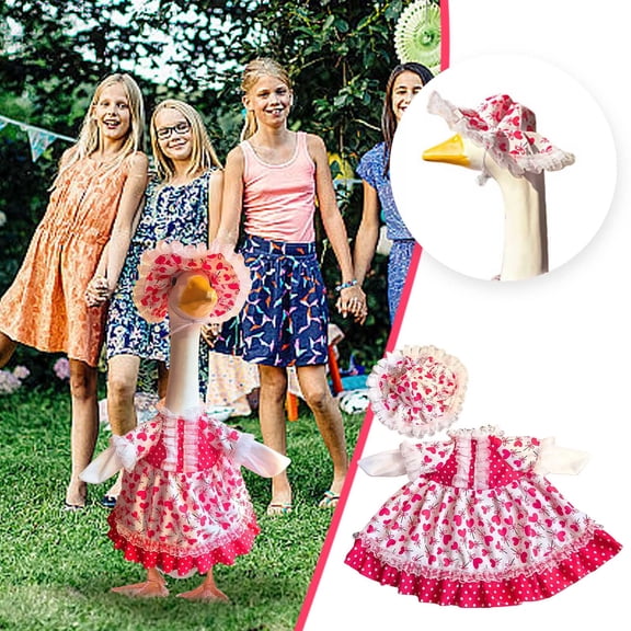 Spring Porch Goose Outfits 23 Inch, Valentines Day Goose Clothes Garden Goose Holiday Outfit, Irish Goose Outfit Outdoor Yard Holiday Decorations