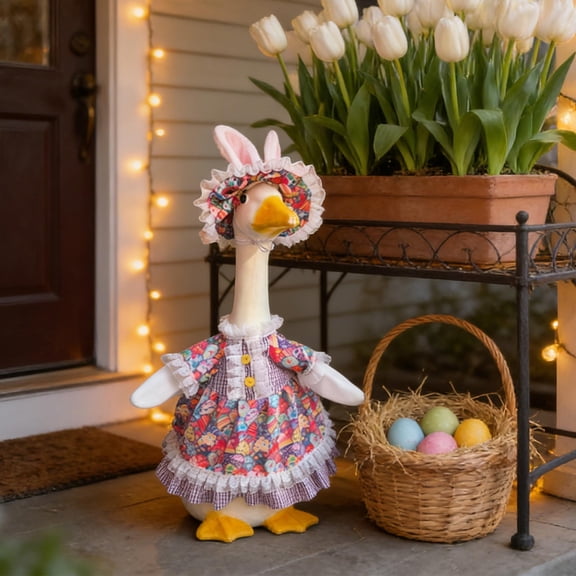 Spring Porch Goose Outfits,23",Multicolor,Holiday Decorations By IEPOFG Fashion