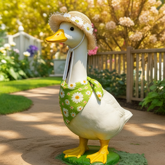 Spring Porch Goose Outfits, Goose Statue Clothes with Hat, Plastic Porch Goose Outfit Costume for 23" Cement Goose Party Outdoor Patio Yard Lawn