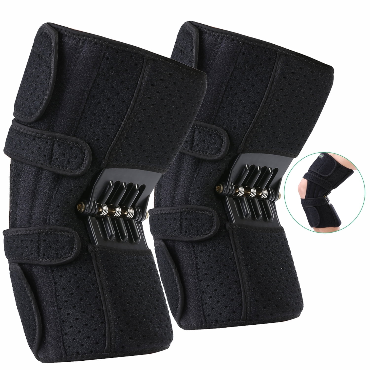 JOMECA Knee Booster Brace, Spring Powered Knee Assistive Device for Power Support , Adjustable One Size Knee Support Brace with Joint Stabilizer for Seniors, Walking, Climbing & Sports - 2 Pcs